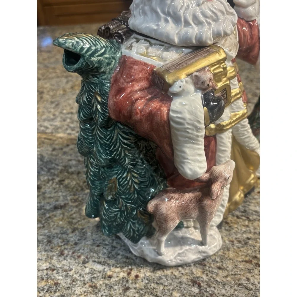 VTG Fitz and Floyd King Wenceslas Santa‎ Christmas Teapot Pitcher Omnibus 1995